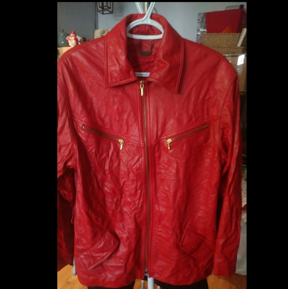 100% genuine leather vintage red Danier jacket